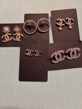 Bundle of 5 custom made earrings with silver posts.